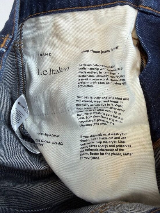Frame Le Italien Womens Blue Dark Wash High Rise True Straight Jeans Sz 27 - Picture 8 of 12